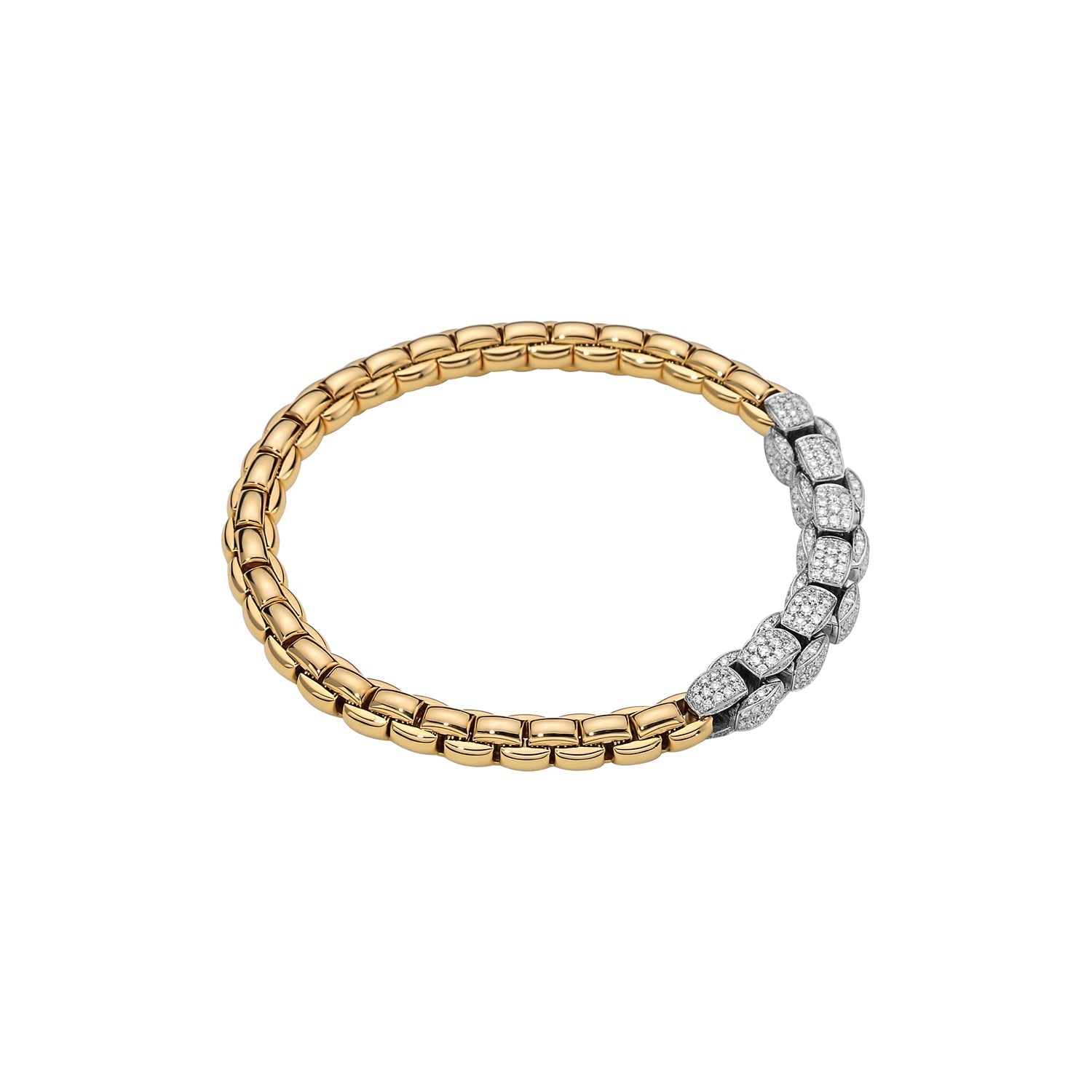 FOPE EKA 18K Gold Flex’it Bracelet with White Diamond Pavé - 2.51 carats - Jackson Hole Jewelry Company