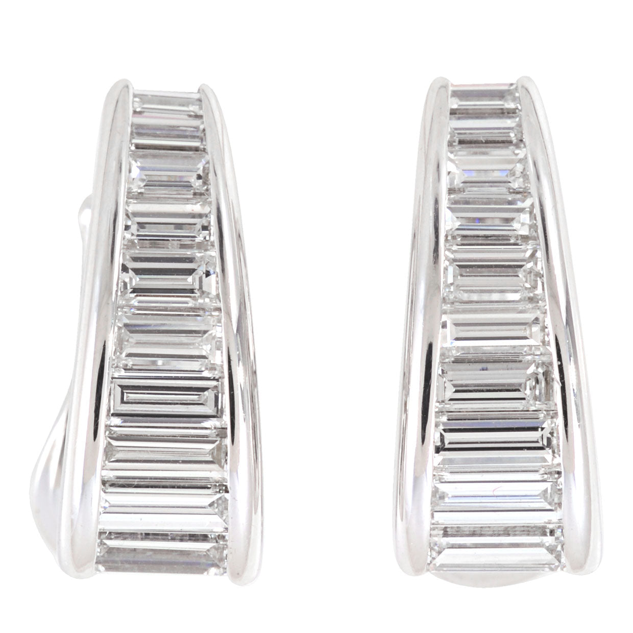 Picchiotti - Diamond Baguette Semi-Hoop Earrings in 18K White Gold - Jackson Hole Jewelry Company