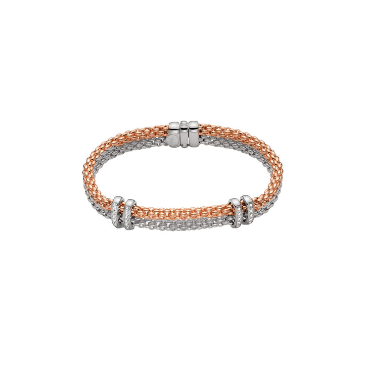 FOPE SOLO 18K Gold Bracelet with Two White Diamond Charms - 0.18 carats