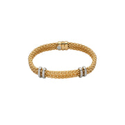 FOPE SOLO 18K Gold Bracelet with Two White Diamond Charms - 0.18 carats