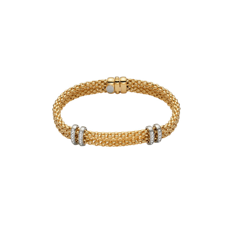 FOPE SOLO 18K Gold Bracelet with Two White Diamond Charms - 0.18 carats