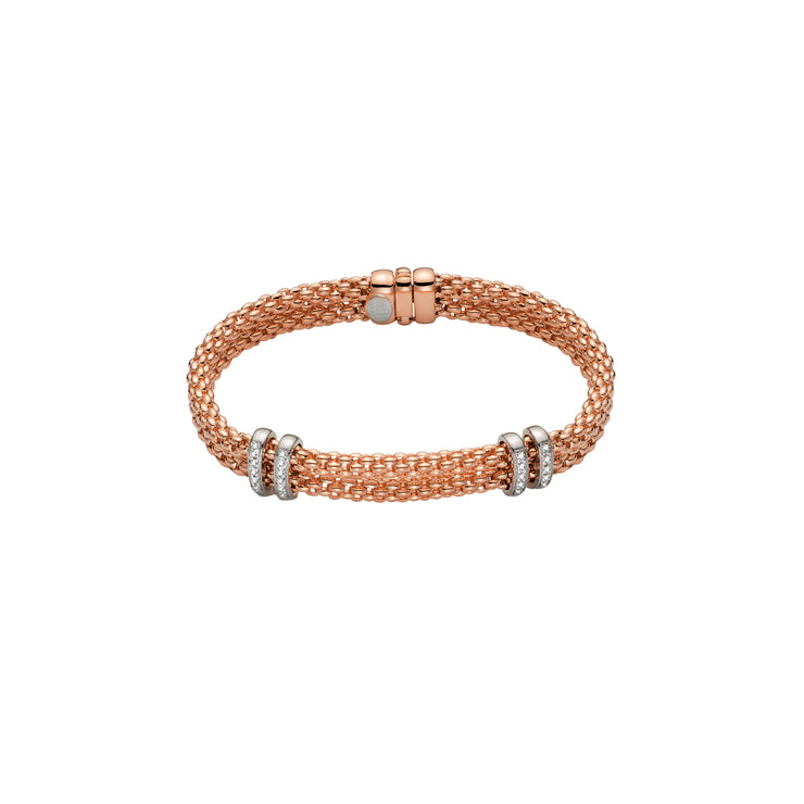 FOPE SOLO 18K Gold Bracelet with Two White Diamond Charms - 0.18 carats