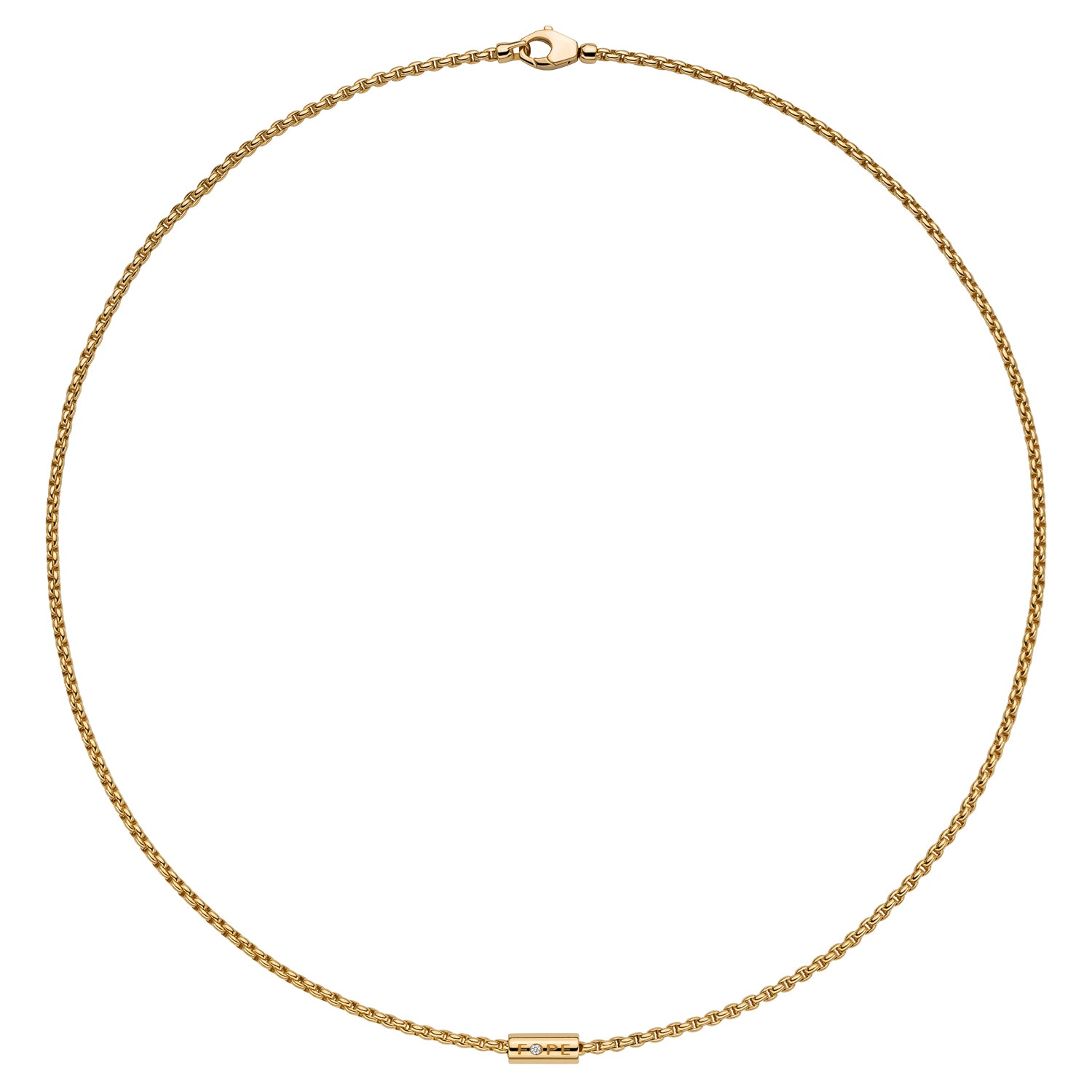 FOPE ARIA 18K Gold Necklace with Ornamental Clasp and a White Diamond - 0.02 carats - Jackson Hole Jewelry Company