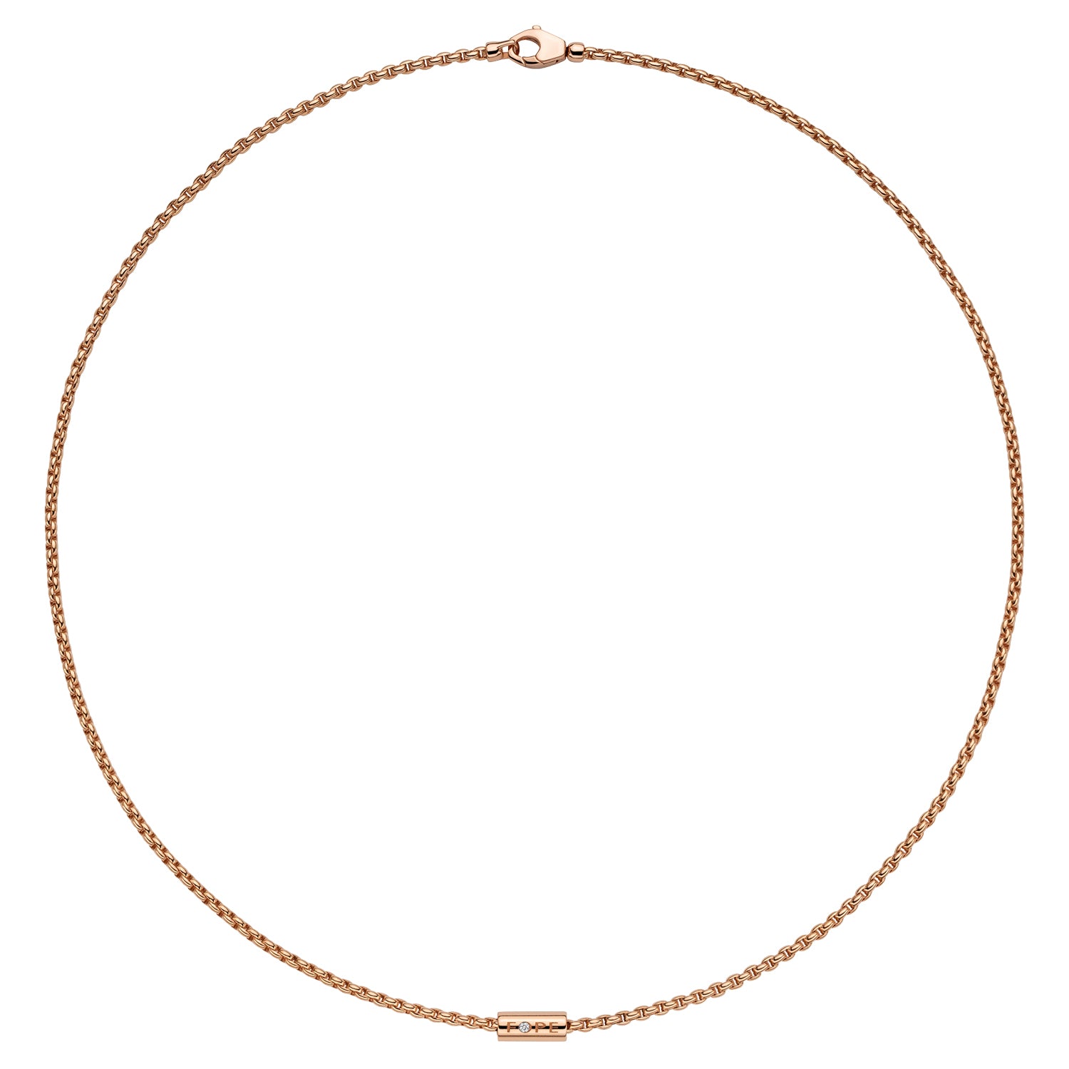 FOPE ARIA 18K Gold Necklace with Ornamental Clasp and a White Diamond - 0.02 carats - Jackson Hole Jewelry Company