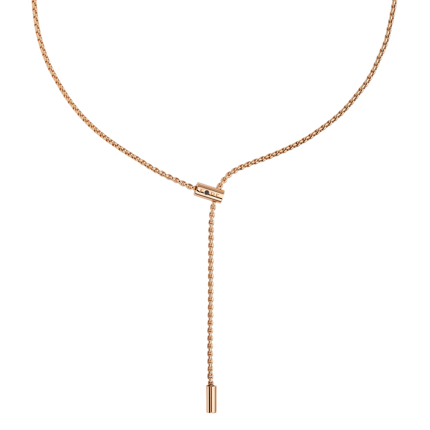 FOPE ARIA 18K Gold Adjustable Necklace with Ornamental Clasp and a Black Diamond - Jackson Hole Jewelry Company
