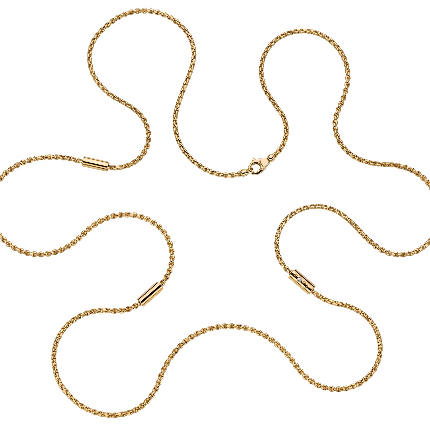 FOPE ARIA 18K Gold Necklace with Three Ornamental Clasps and White Diamonds - 0.02 carats - Jackson Hole Jewelry Company