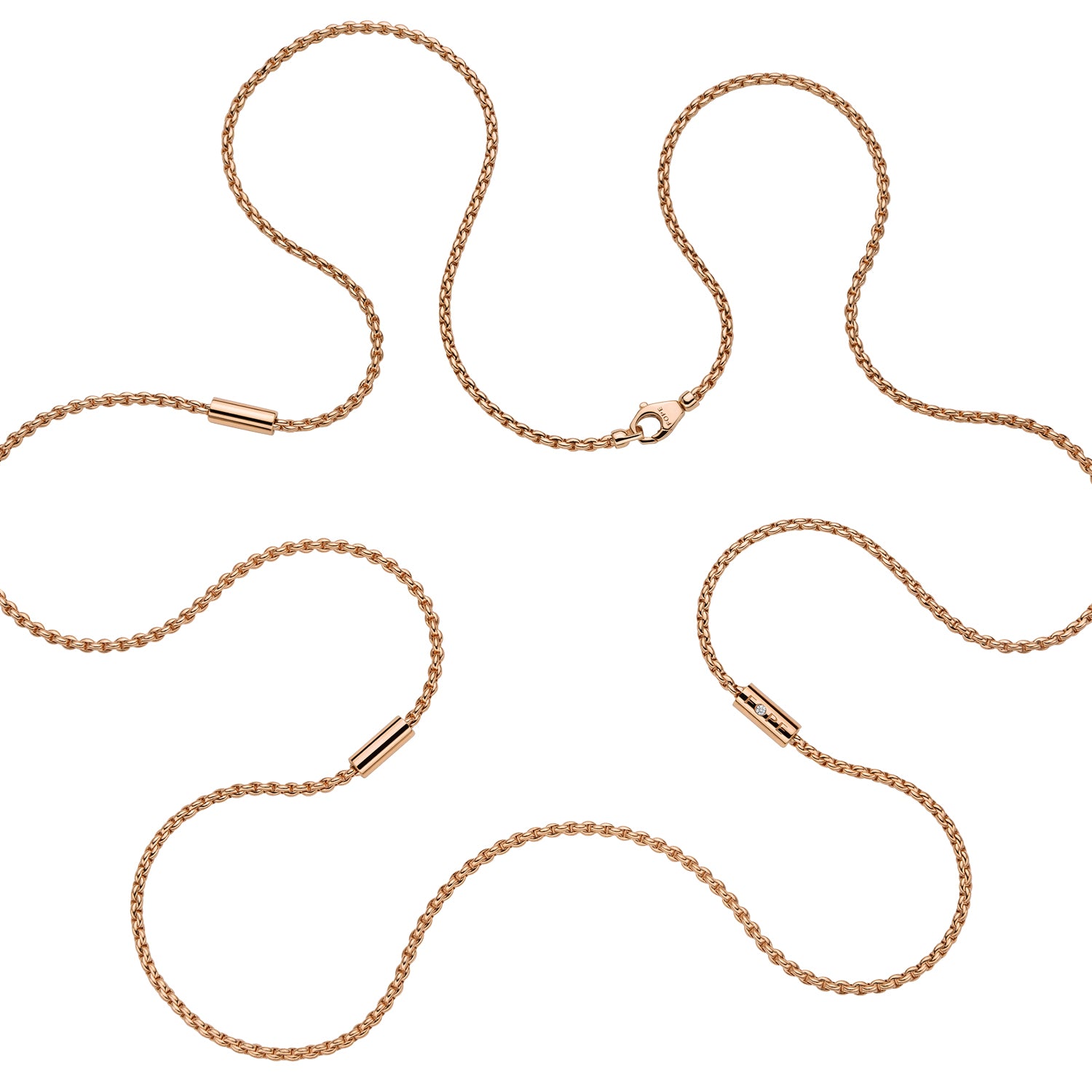 FOPE ARIA 18K Gold Necklace with Three Ornamental Clasps and White Diamonds - 0.02 carats - Jackson Hole Jewelry Company