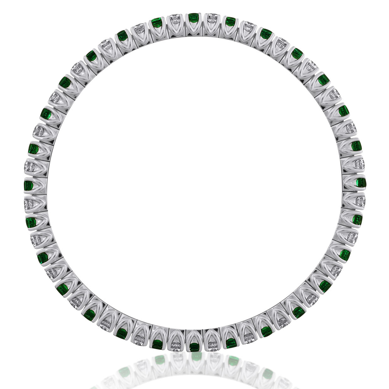 Picchiotti - Xpandable™ Round Emerald & Diamond Bracelet in 18K White Gold - Jackson Hole Jewelry Company
