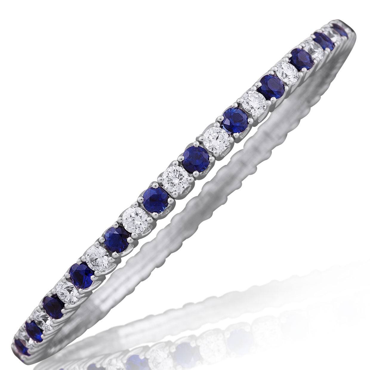 Picchiotti - Xpandable™ Round Blues Sapphire & Diamond Bracelet in 18K White Gold - Jackson Hole Jewelry Company