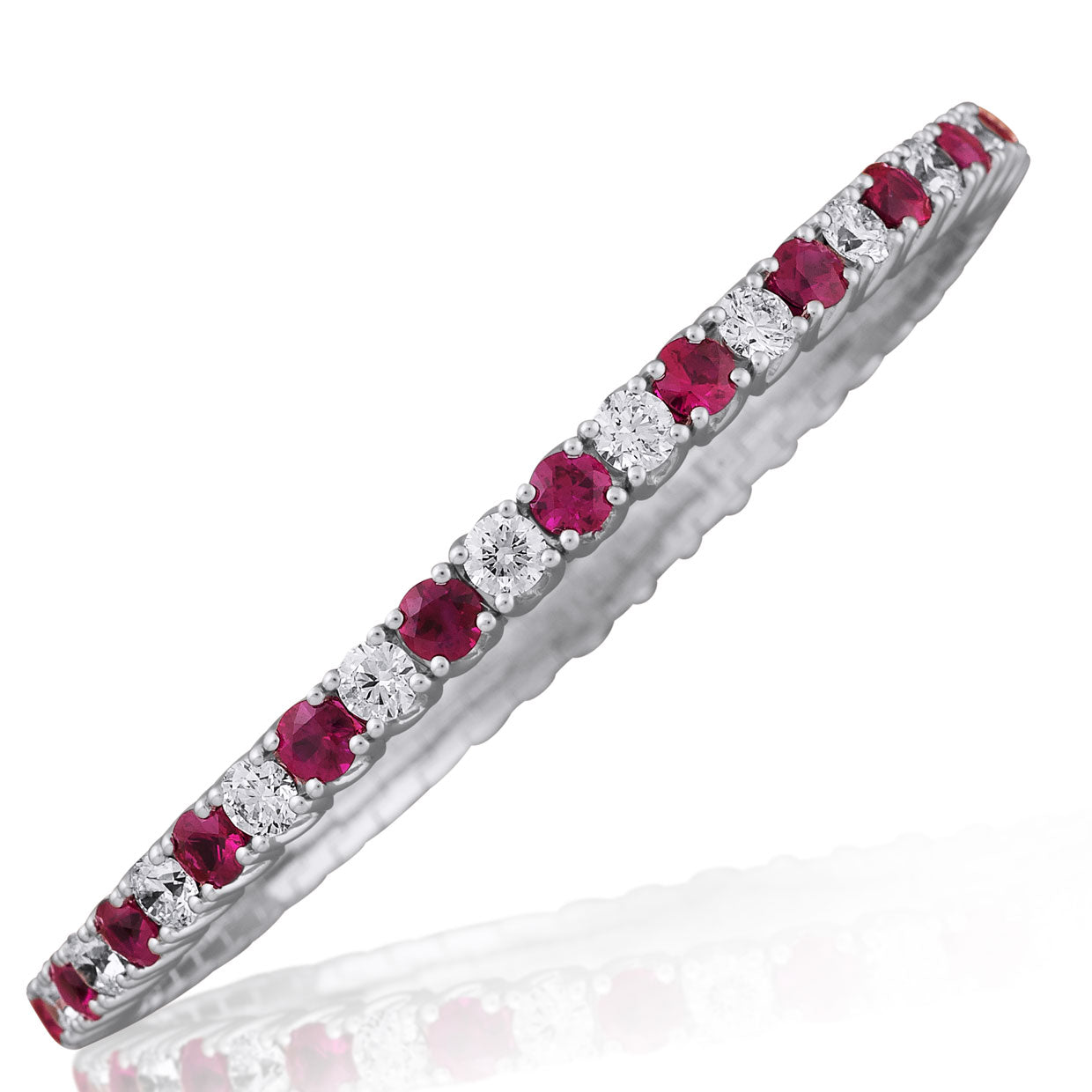 Picchiotti - Xpandable™ Ruby & White Diamond Bracelet in 18K White Gold - Jackson Hole Jewelry Company