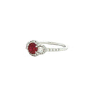 Round Ruby & Diamond Halo Ring in 18K White Gold – Pavé Diamond Band - Jackson Hole Jewelry Company