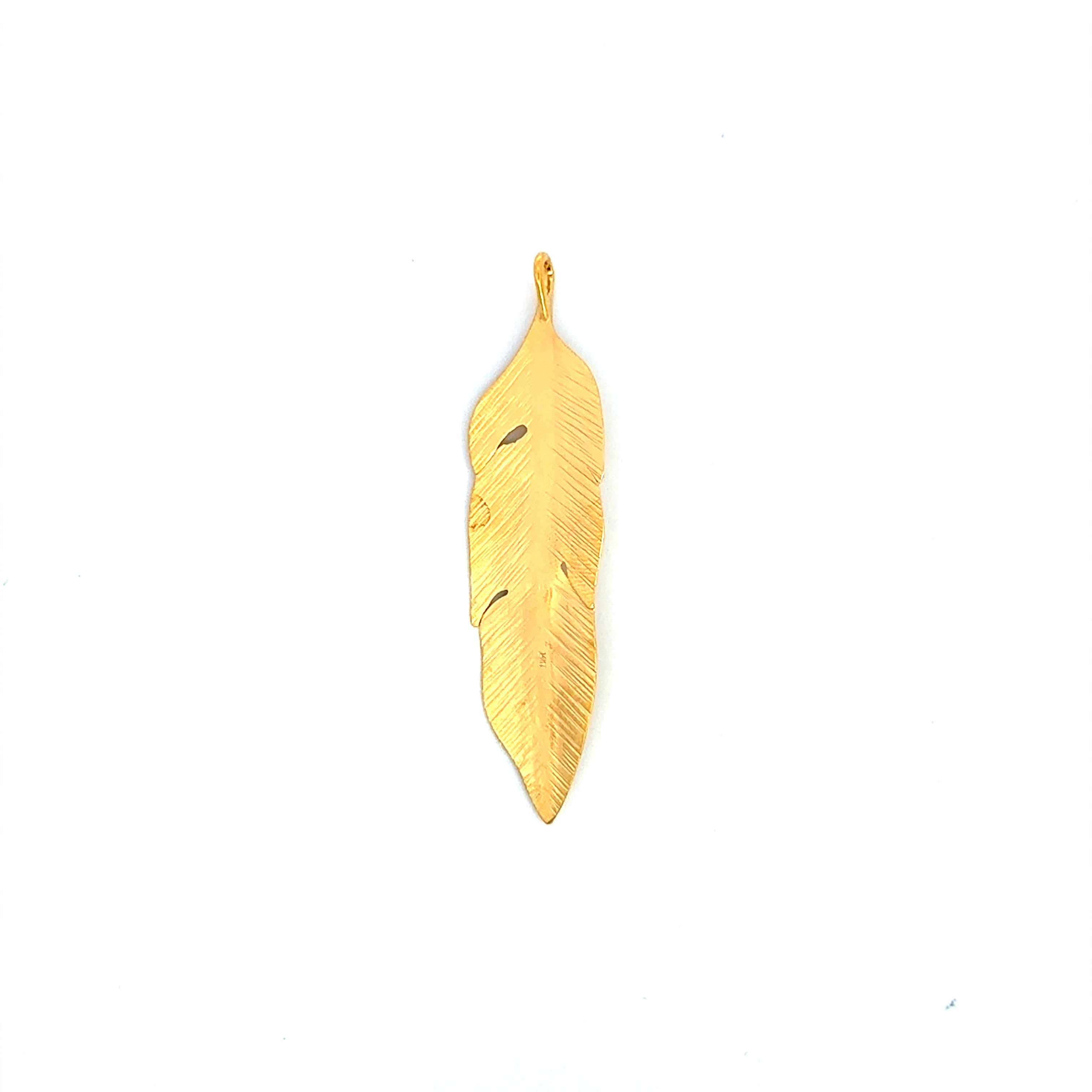 Marika – 14K Yellow Gold Feather Pendant with Diamonds - Jackson Hole Jewelry Company