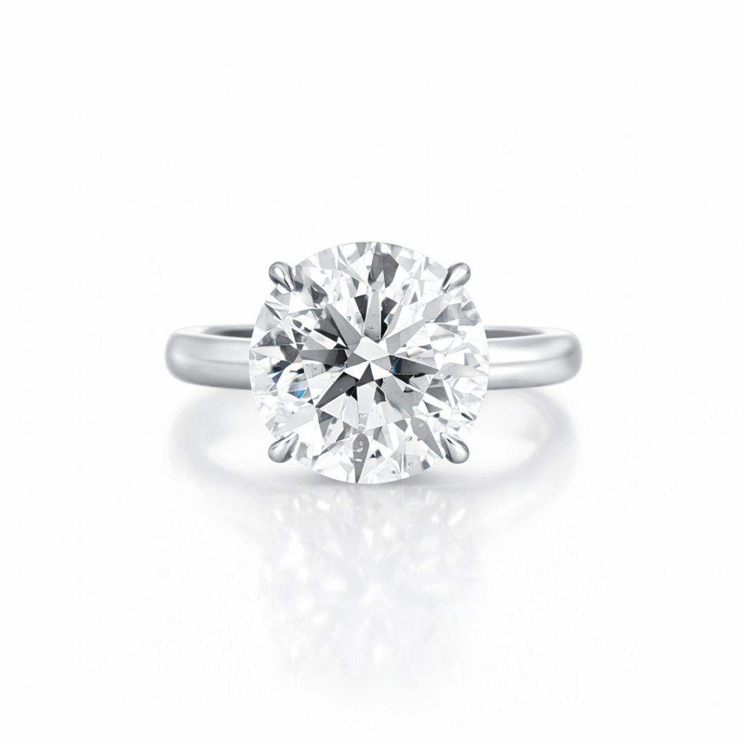 Round Brilliant Diamond Ring in Platinum Pavé Band 10.12 Cttw - Jackson Hole Jewelry Company
