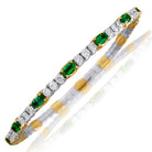 Picchiotti - Xpandable™ Oval & Round Emerald and Diamond Bracelet in 18K White and Yellow Gold - Jackson Hole Jewelry Company