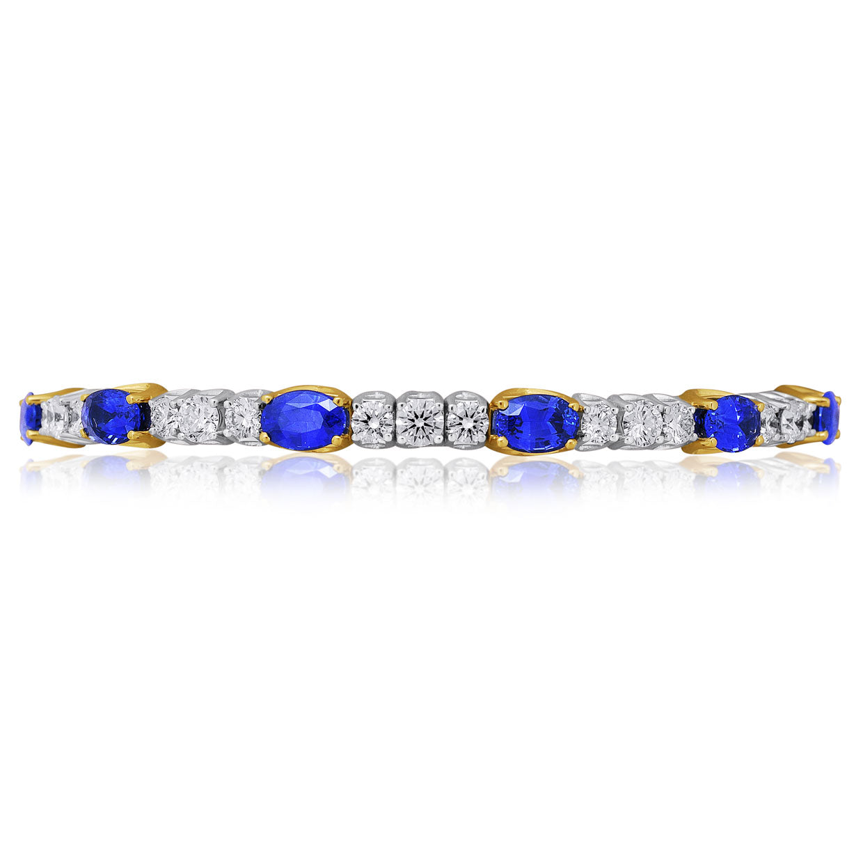 Picchiotti - Xpandable™ Oval Sapphire & Round Diamond Bracelet in 18K White and Yellow Gold - Jackson Hole Jewelry Company