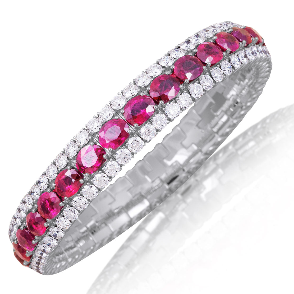 Picchiotti Xpandable™ Ruby & Diamond Bracelet in 18K White Gold 35.68 cttw - Jackson Hole Jewelry Company