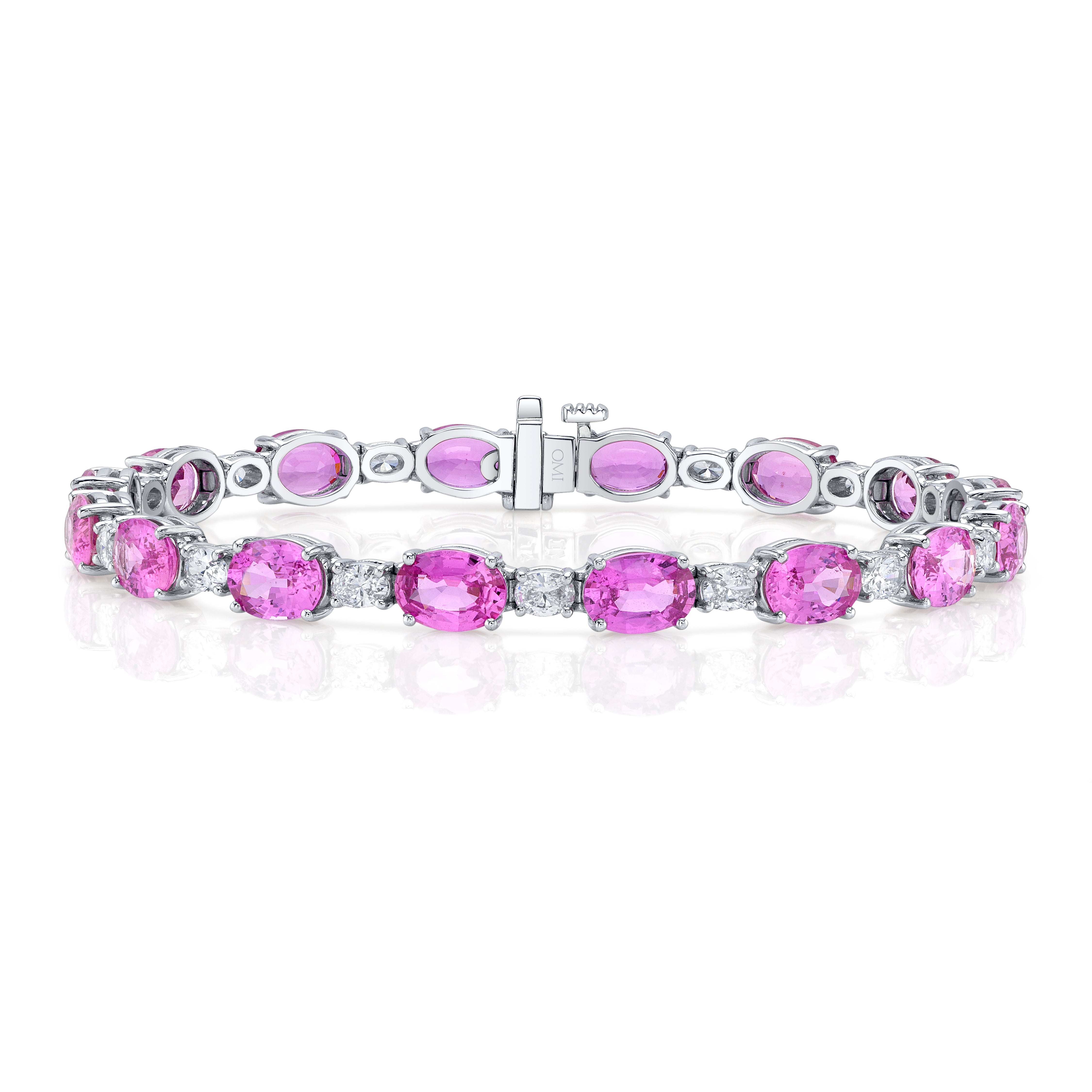 Omi Privé - Pink Sapphire & Diamond Bracelet in Platinum - Jackson Hole Jewelry Company
