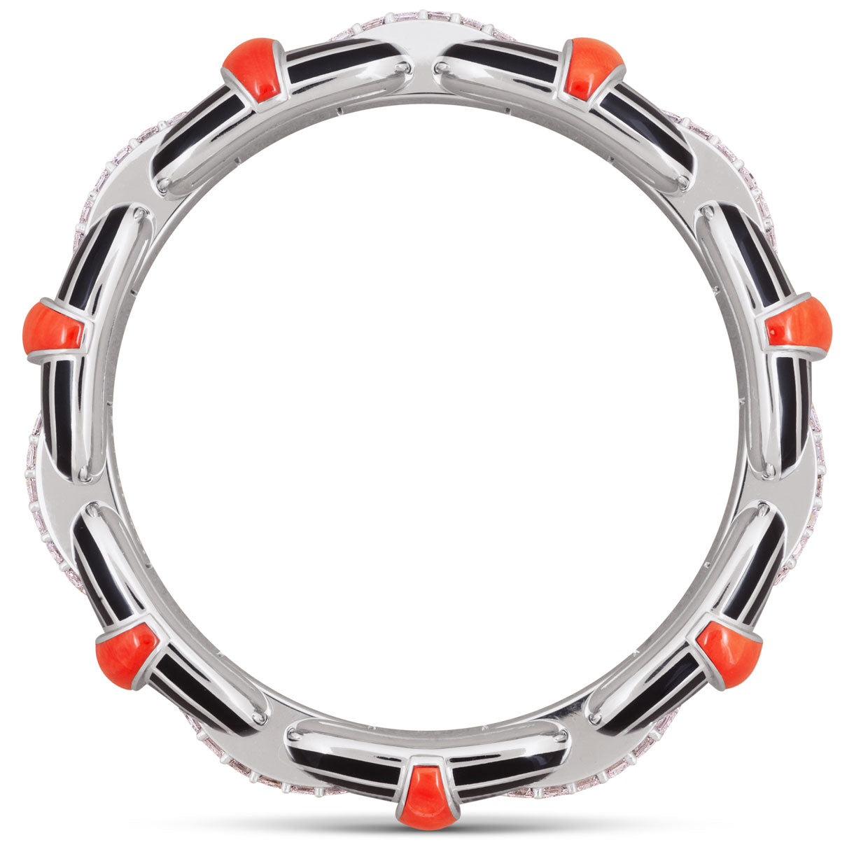 Picchiotti - Xpandable™ Coral, Black Ceramic & Diamond Bracelet in 18K White Gold 27.79 cttw - Jackson Hole Jewelry Company