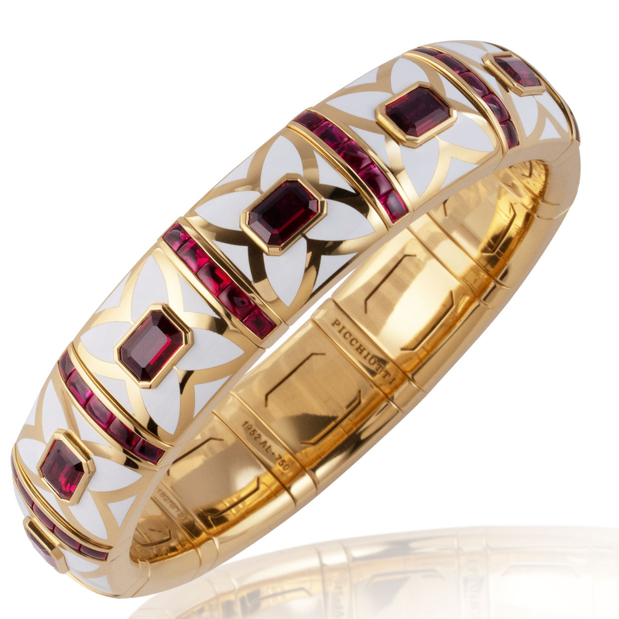 Picchiotti - Xpandable™ White Ceramic and Ruby Bracelet in 18K Yellow Gold - Jackson Hole Jewelry Company