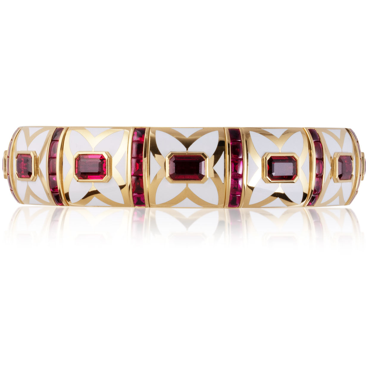 Picchiotti - Xpandable™ White Ceramic and Ruby Bracelet in 18K Yellow Gold - Jackson Hole Jewelry Company