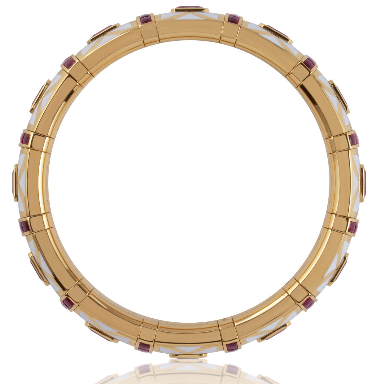 Picchiotti - Xpandable™ White Ceramic and Ruby Bracelet in 18K Yellow Gold - Jackson Hole Jewelry Company