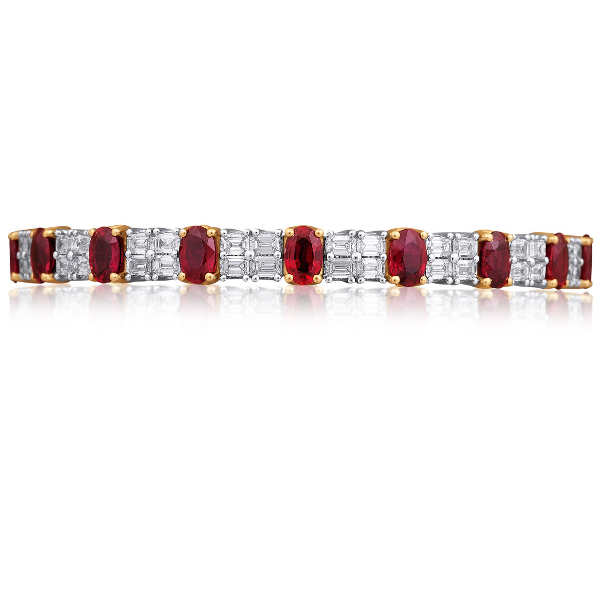 Picchiotti - Xpandable™ Oval Ruby & Diamond Bracelet in 18K White & Yellow Gold - Jackson Hole Jewelry Company