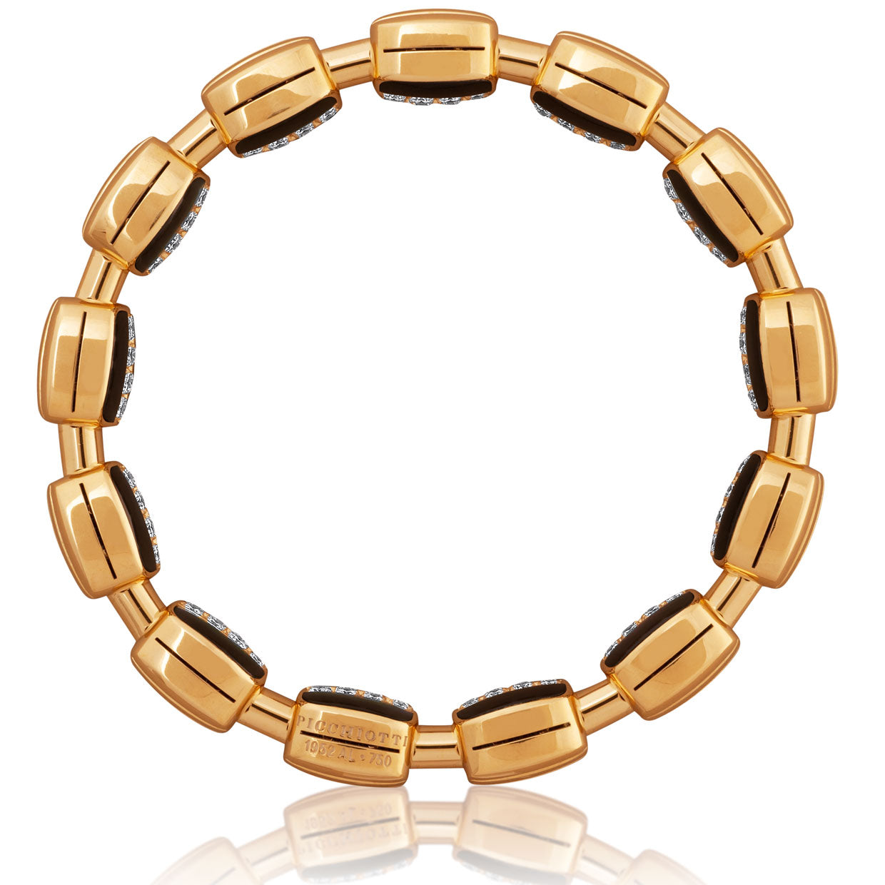 Picchiotti - Reversible Xpandable™ White Mother of Pear and Diamond Bracelet in 18K Yellow Gold - Jackson Hole Jewelry Company