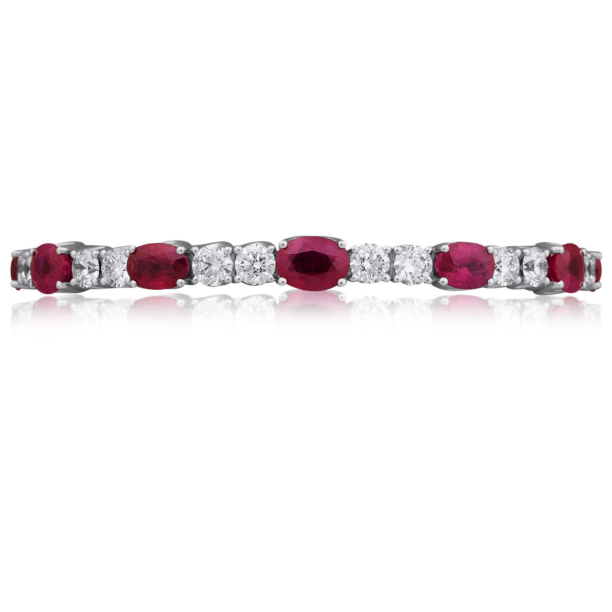 Picchiotti - Xpandable™ Oval Ruby & Round Diamond Bracelet in 18K White Gold - Jackson Hole Jewelry Company