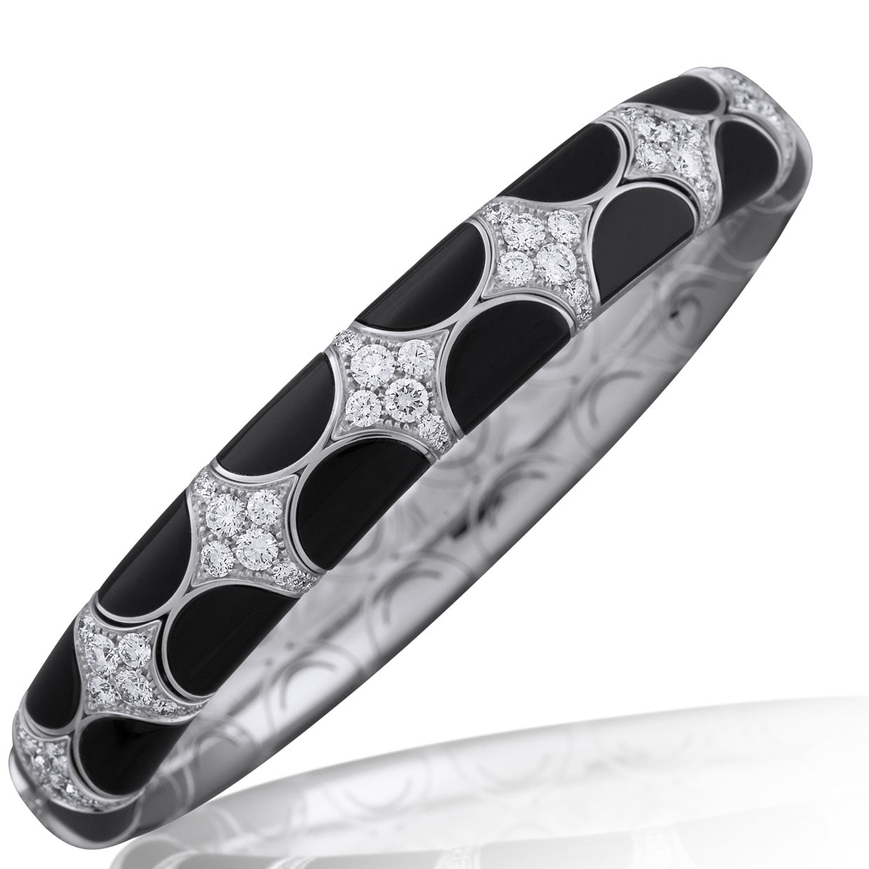 Picchiotti - Xpandable™ Round Diamond and Onyx Bracelet in 18K White Gold - Jackson Hole Jewelry Company