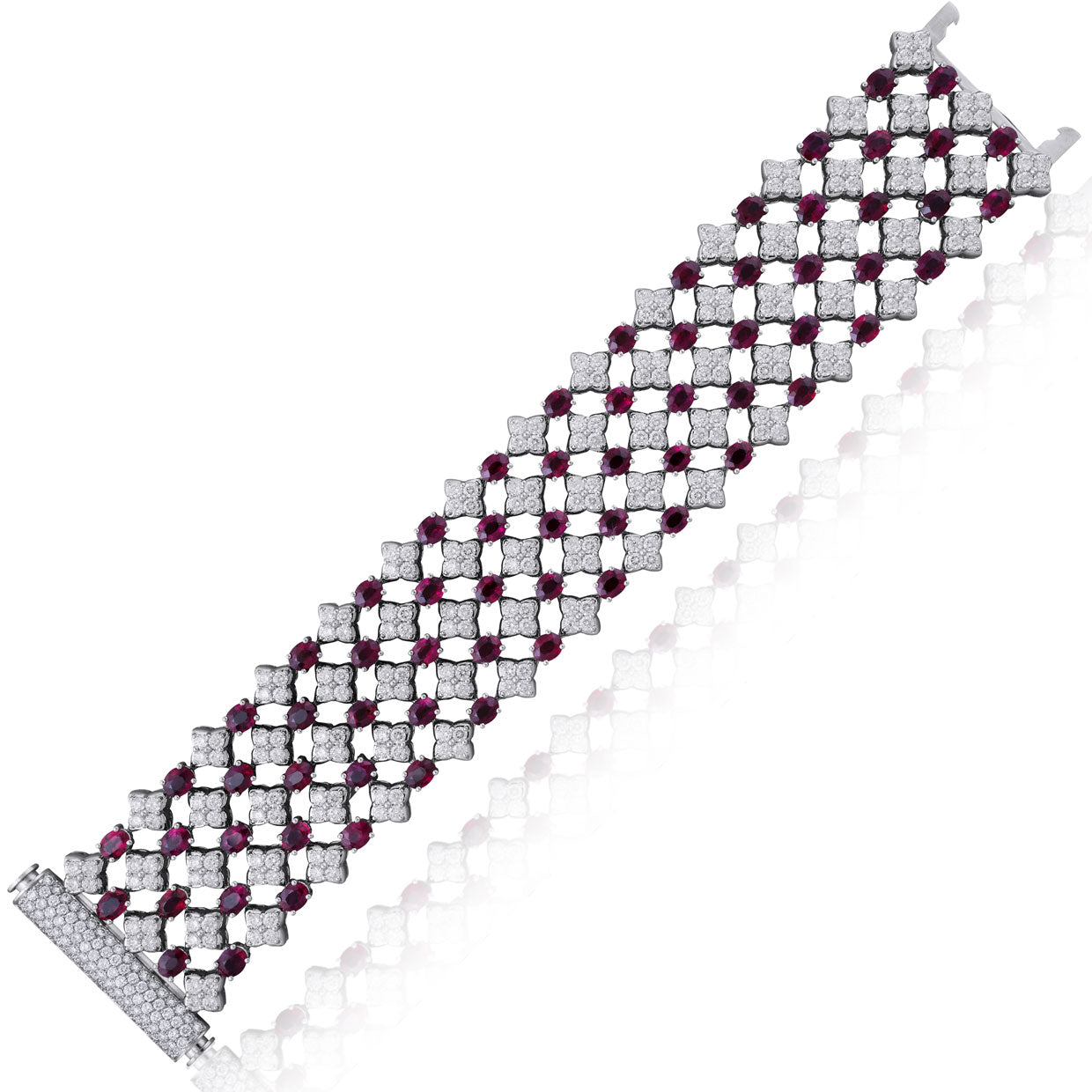 Picchiotti - Oval Ruby & Diamond Bracelet in 18K White Gold - Jackson Hole Jewelry Company