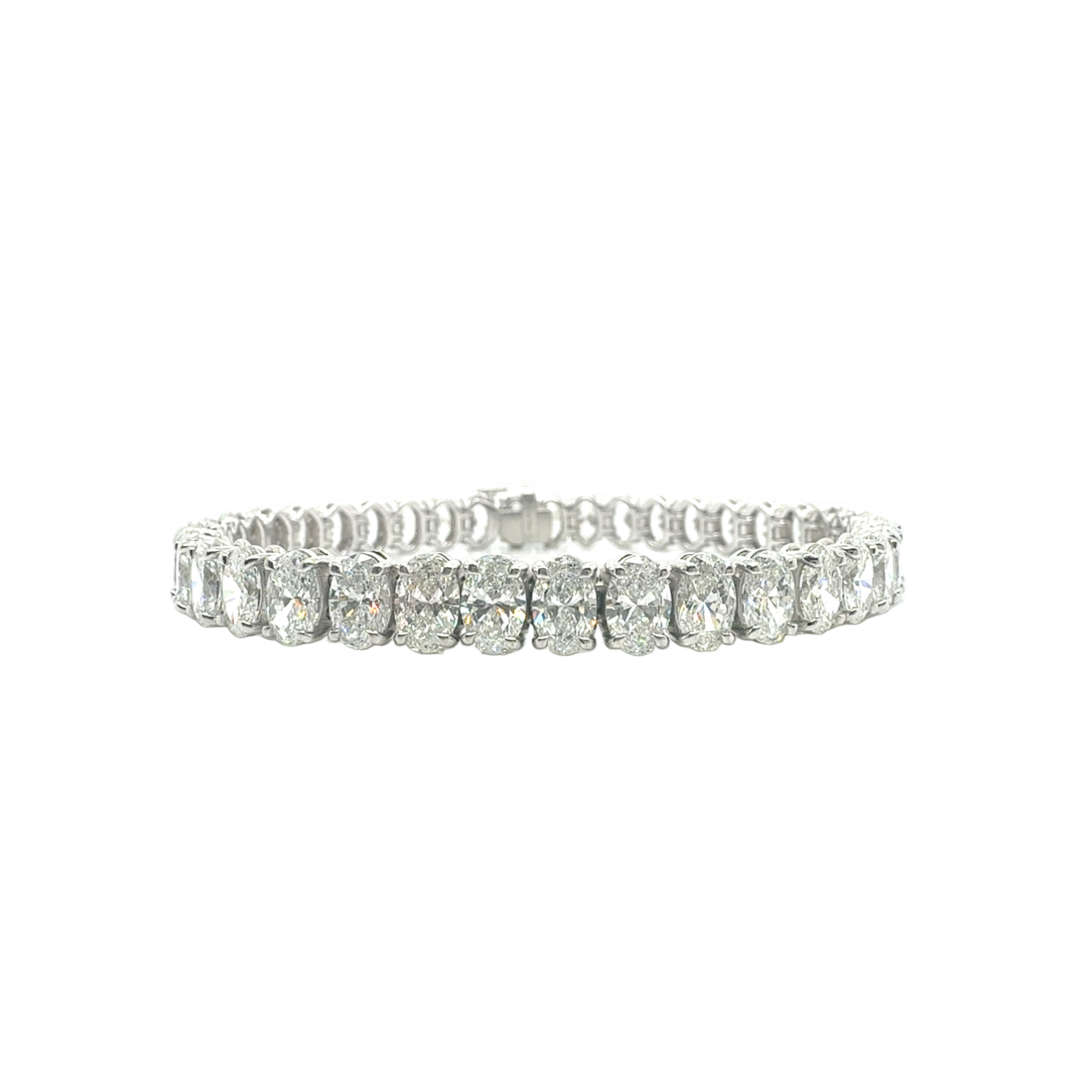 Oval Cut Diamond Tennis Bracelet with Platinum - Jackson Hole Jewelry Company