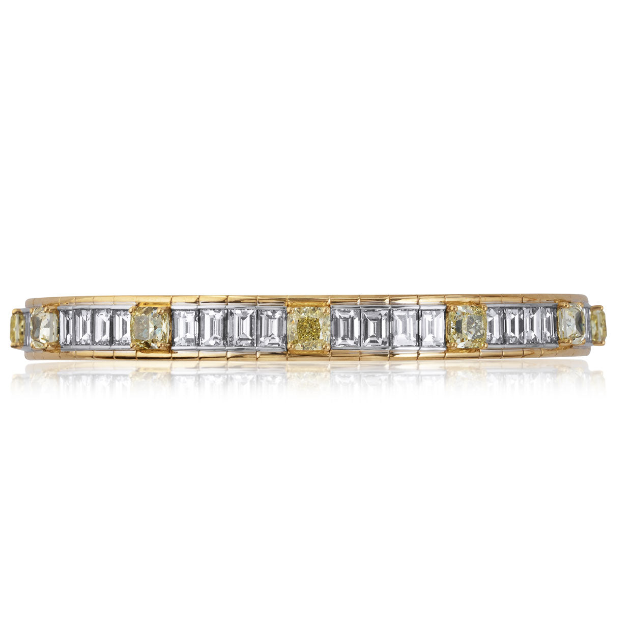 Picchiotti - Xpandable™ Cushion & Baguette Cut Diamond Bracelet in 18K Yellow Gold - Jackson Hole Jewelry Company