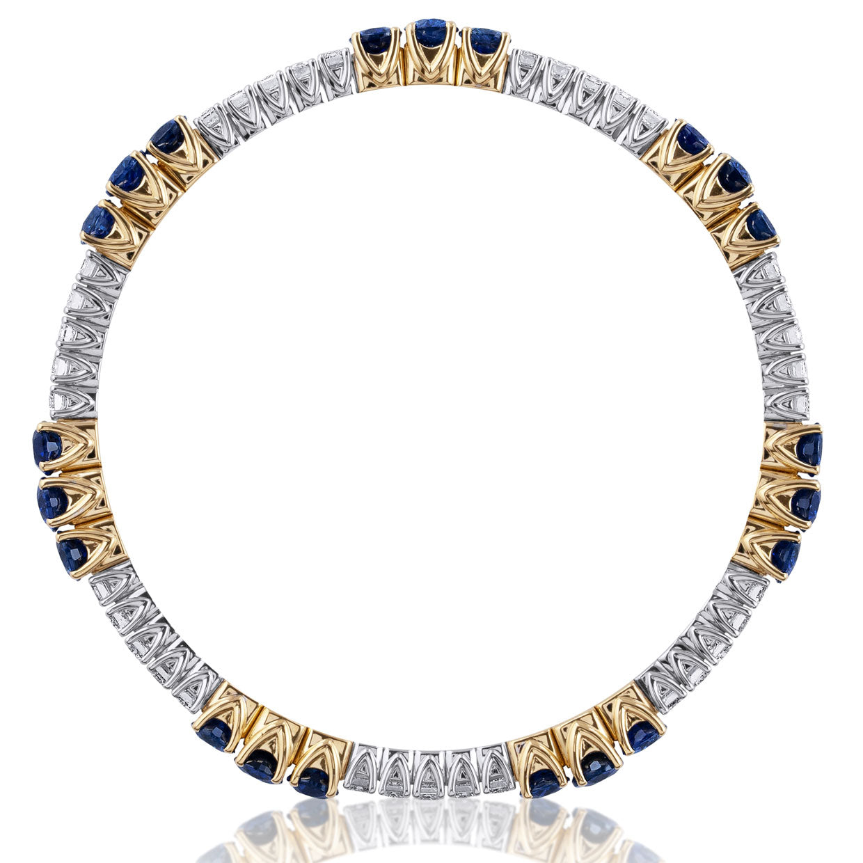 Picchiotti - Xpandable™ Oval Sapphire & Diamond Bracelet in 18K White and Yellow Gold - Jackson Hole Jewelry Company