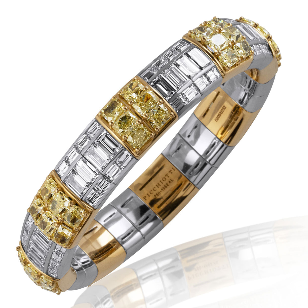 Picchiotti - Xpandable™ Baguette & Radiant Cut Diamond Bracelet in 18K White & Yellow Gold - Jackson Hole Jewelry Company