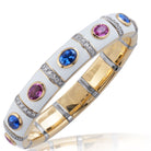 Picchiotti Xpandable™ Pink & Blue Sapphire, Diamond & White Ceramic Bracelet in 18K Yellow and White Gold 1.48 cttw - Jackson Hole Jewelry Company