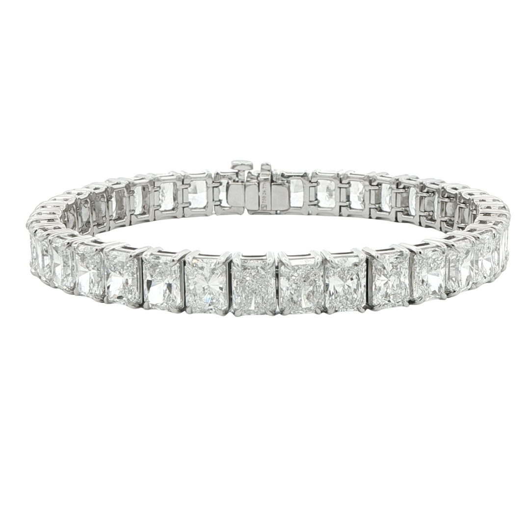 Radiant Cut Diamond Tennis Bracelet in 18K White Gold 26.77 Cttw - Jackson Hole Jewelry Company
