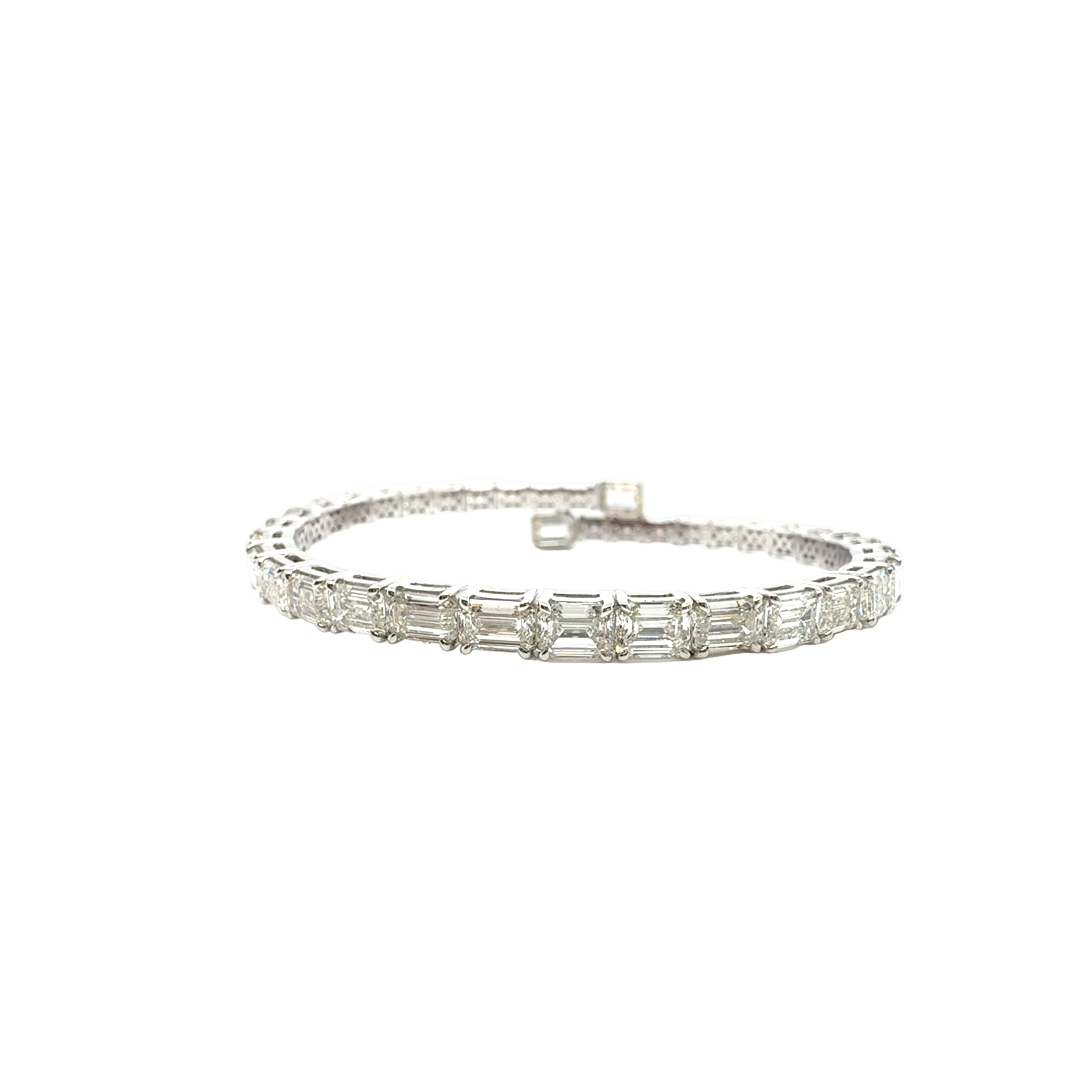 Emerald Cut Diamond Bangle in 18K White Gold - Jackson Hole Jewelry Company