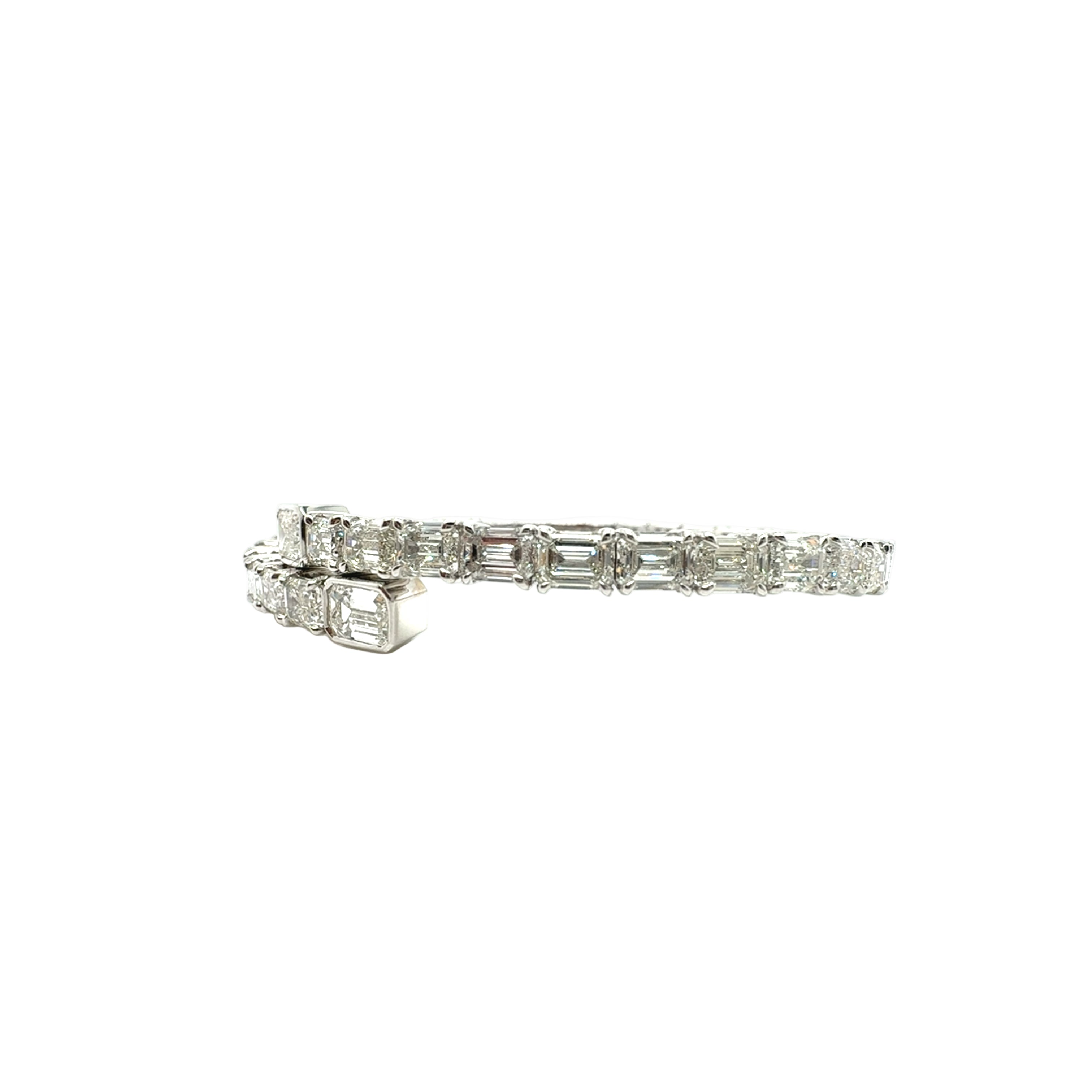 Emerald Cut Diamond Bangle in 18K White Gold - Jackson Hole Jewelry Company