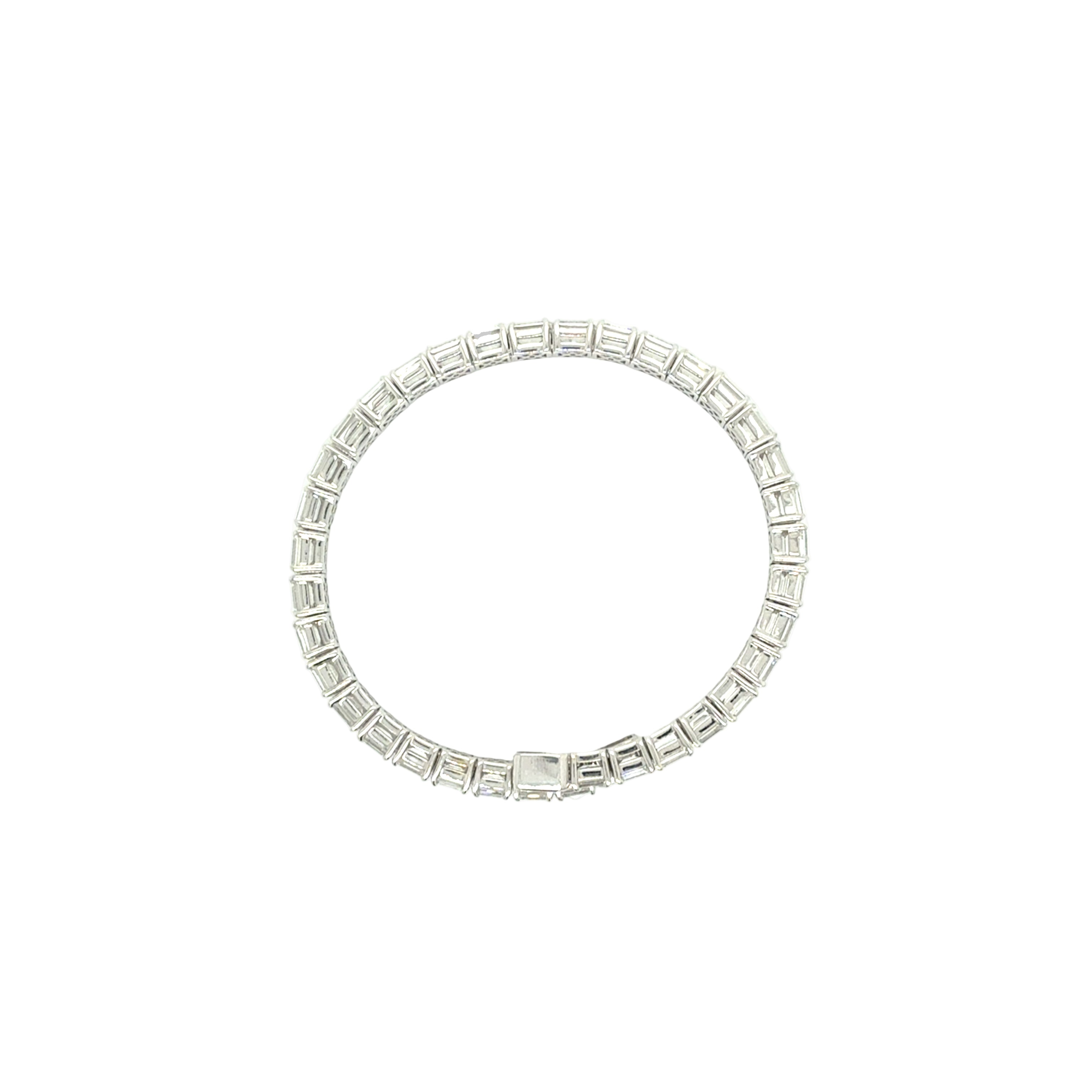 Emerald Cut Diamond Bangle in 18K White Gold - Jackson Hole Jewelry Company