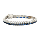 Blue Sapphire and Diamond Two Row Tennis Bracelet in 18K White Gold 12.95 Cttw - Jackson Hole Jewelry Company