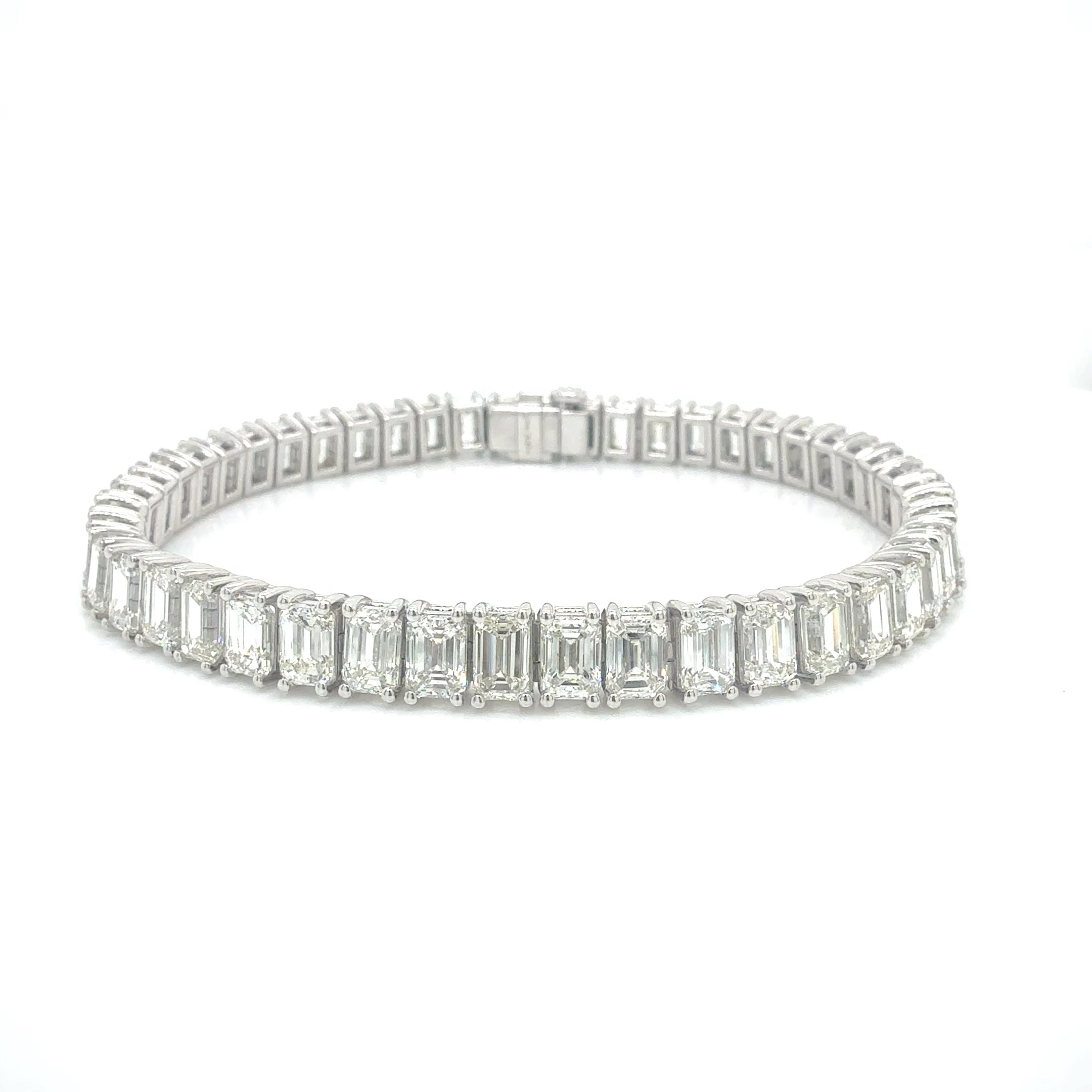 Emerald Cut Diamond Tennis Bracelet with Platinum - Jackson Hole Jewelry Company