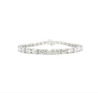 Alternating East-West Emerald & Oval Cut Diamond Tennis Bracelet in 18K White Gold - Jackson Hole Jewelry Company