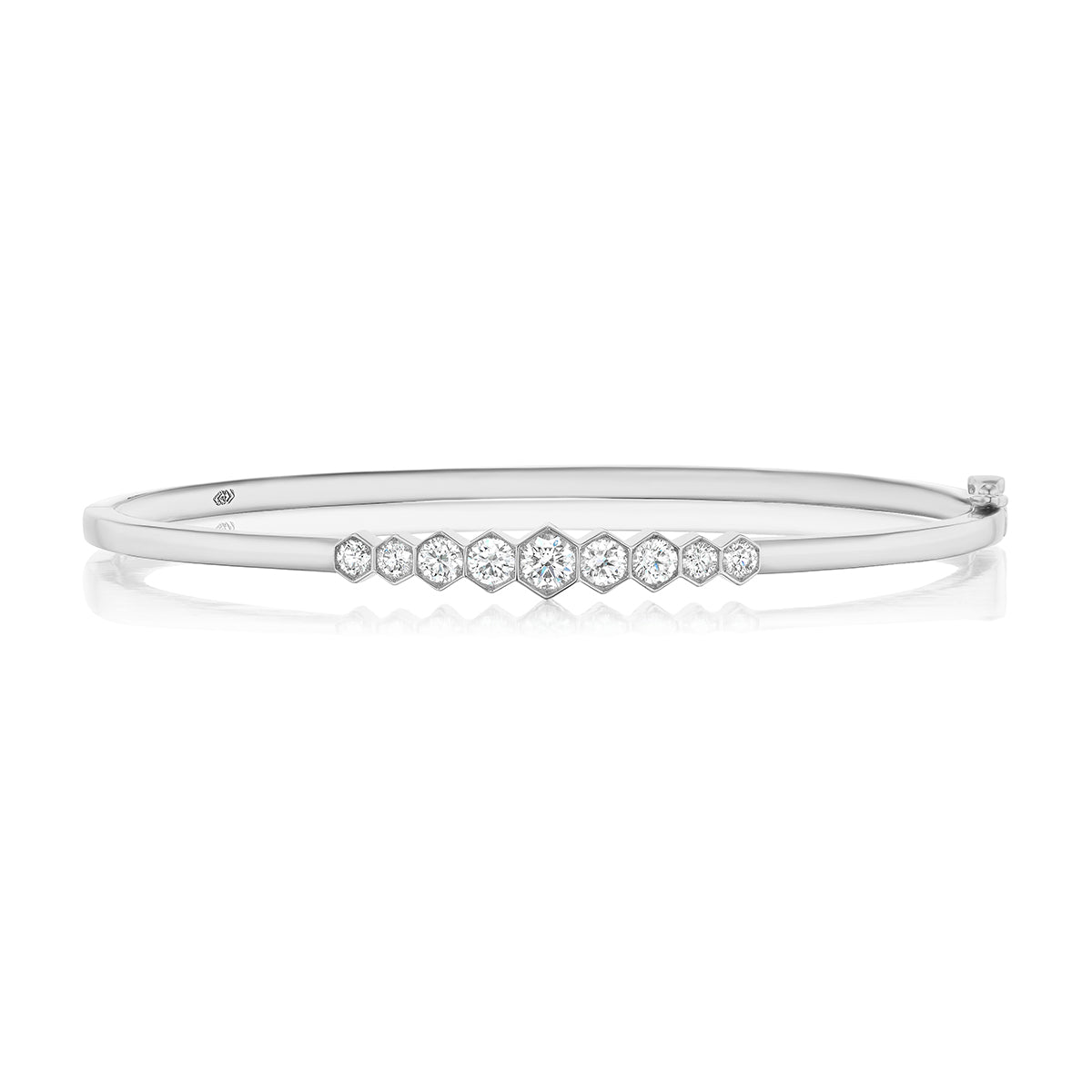 18K Gold Bangle with White Diamonds - Jackson Hole Jewelry Company