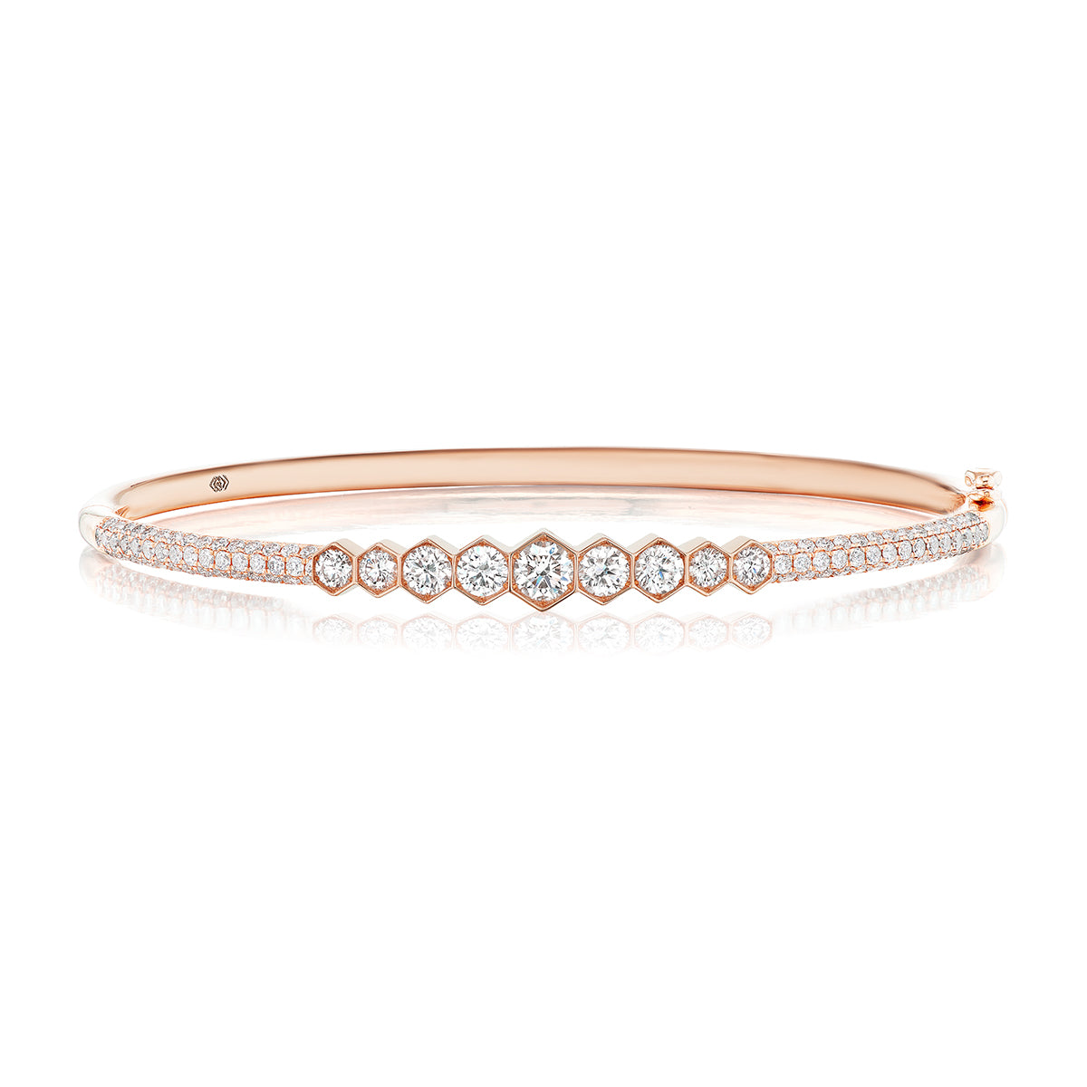 18K Gold Bangle with White Diamond Pavé - Jackson Hole Jewelry Company