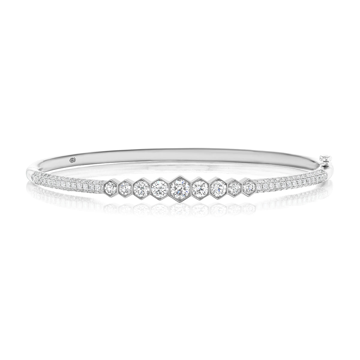18K Gold Bangle with White Diamond Pavé - Jackson Hole Jewelry Company