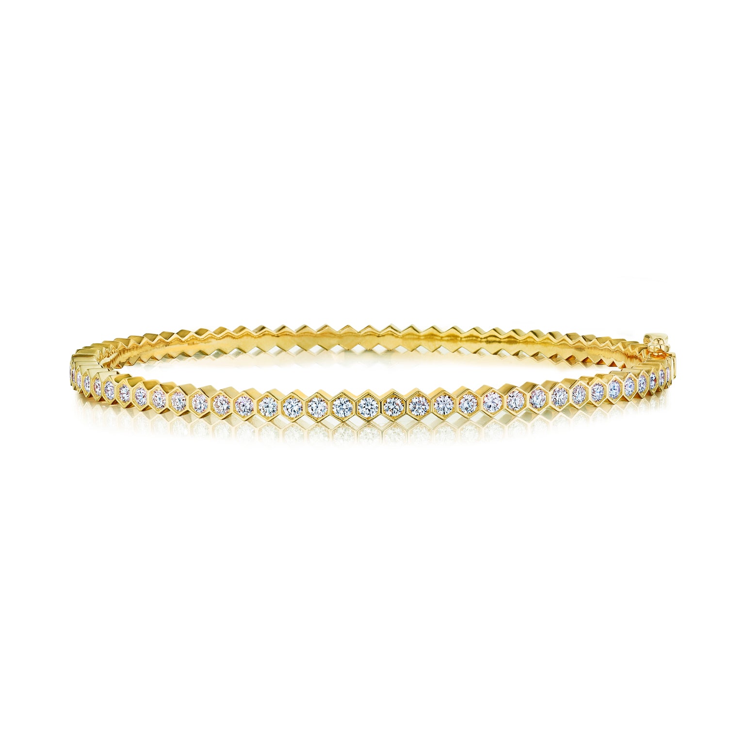 18K Gold Bangle with White Diamonds - Jackson Hole Jewelry Company