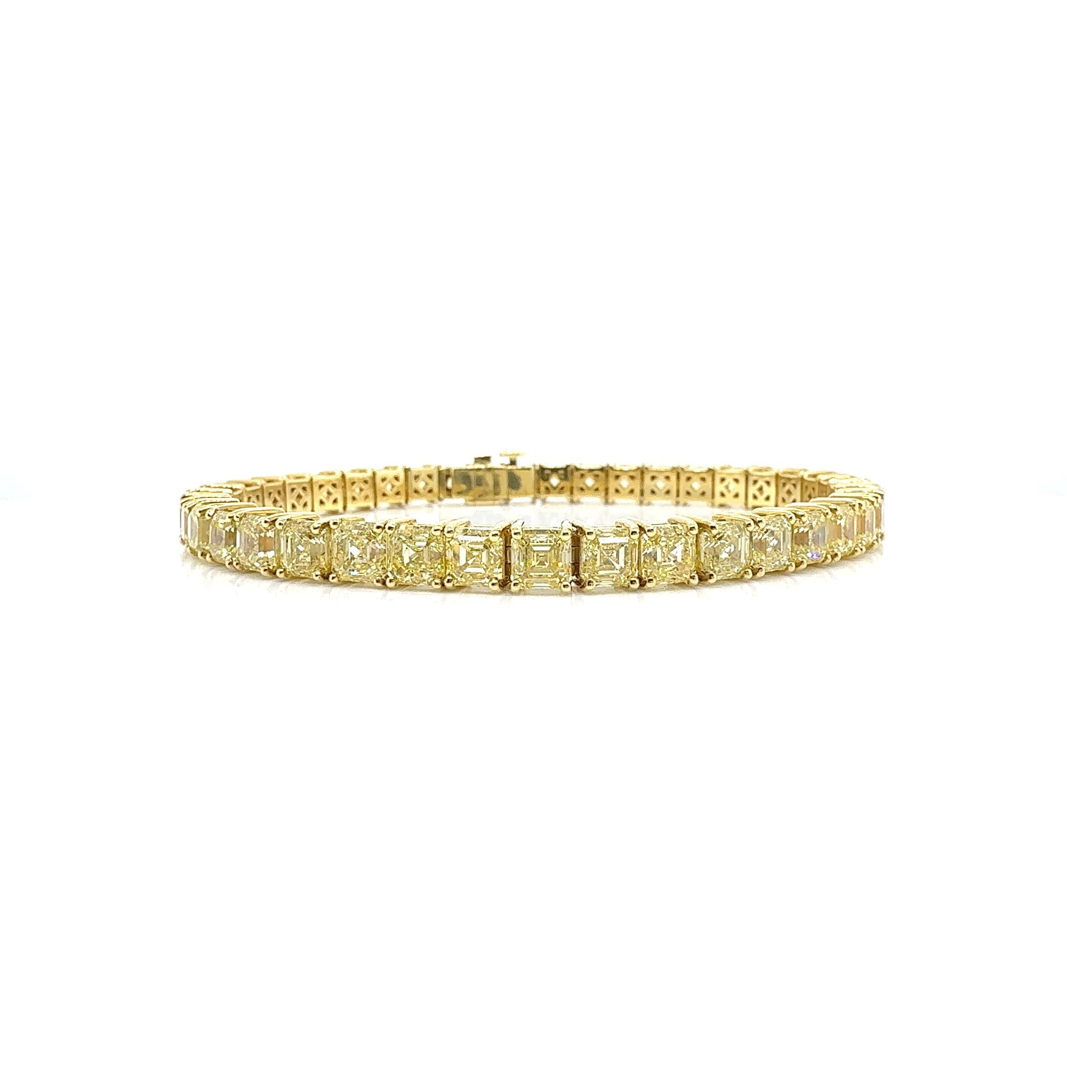 Straightline Yellow Asscher Diamond Tennis Bracelet in 18K Yellow Gold - Jackson Hole Jewelry Company