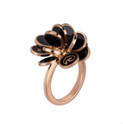 CHANTECLER - SMALL PAILLETTES FLOWER RING IN 18K ROSE GOLD AND BLACK ENAMEL - Jackson Hole Jewelry Company