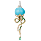 Chantecler Campanella Jellyfish Charm in 18K Yellow and White Gold with Diamonds, Emeralds, Sapphires and Turquoise - Jackson Hole Jewelry Company