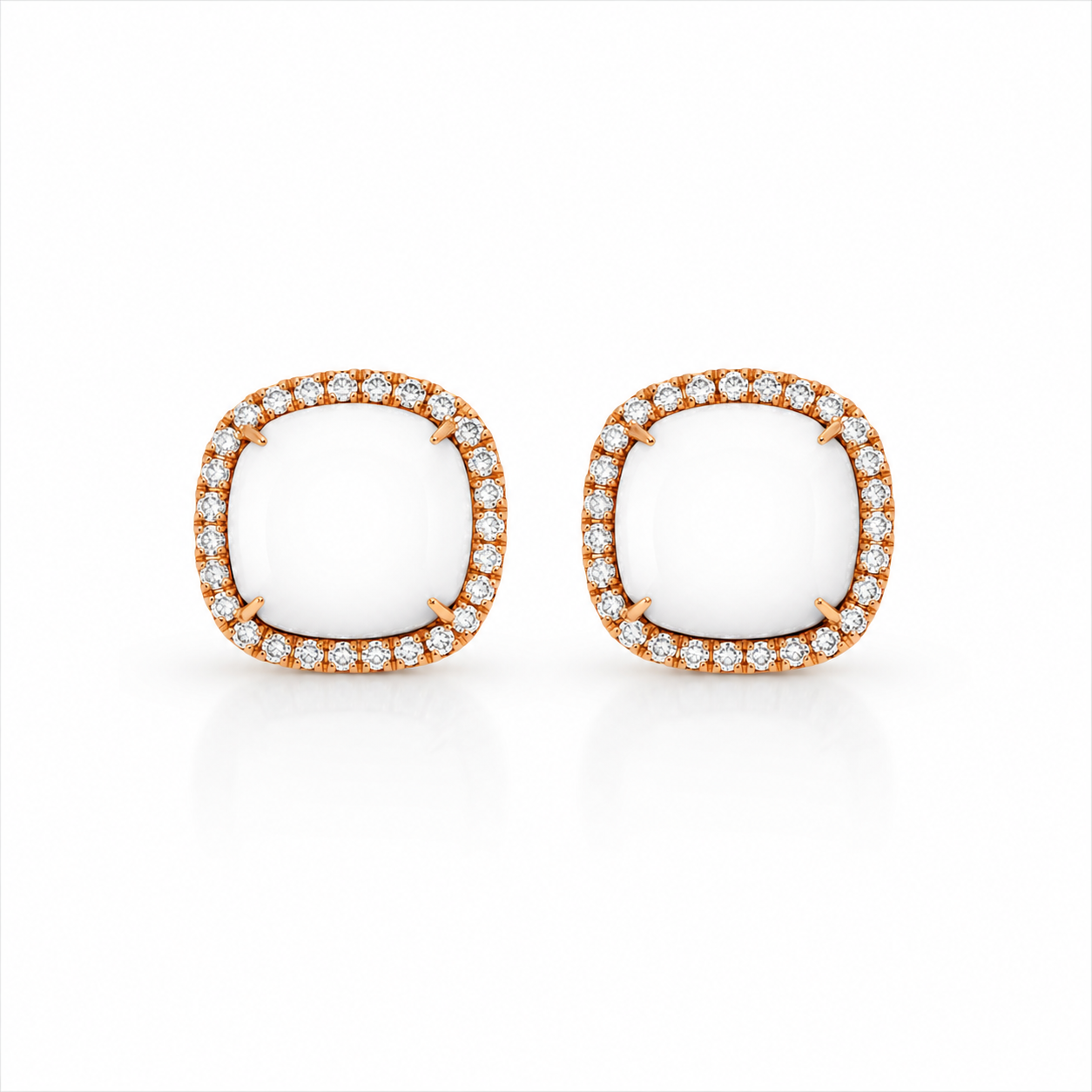 Chantecler Enchanté Stud Earrings in 18K Rose Gold with White Diamonds and Kogolong - Jackson Hole Jewelry Company